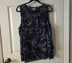 Juicy Couture Dark Blue and Light Pink Sleeveless Blouse